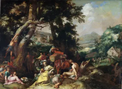 The Preaching of Saint John the Baptist av Abraham Bloemaert