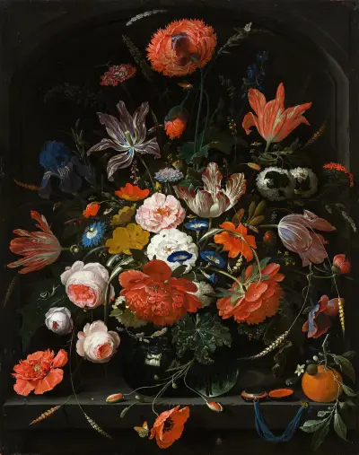 Flowers in a Glass Vase von Abraham Mignon