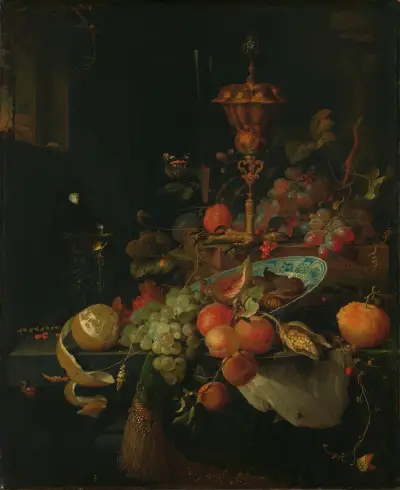Still Life with Fruit and a Beaker on a Cock’s Foot von Abraham Mignon