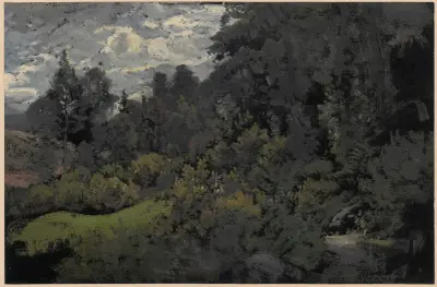 Hill overgrown with trees av Adolf Dressler
