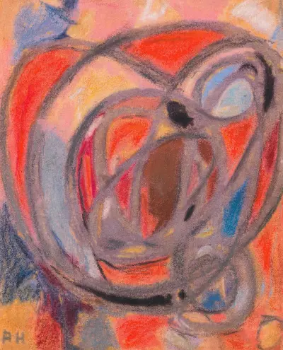 Komposition (Rund- und Ovalformen), 1930 – nr 3 av Adolf Hölzel