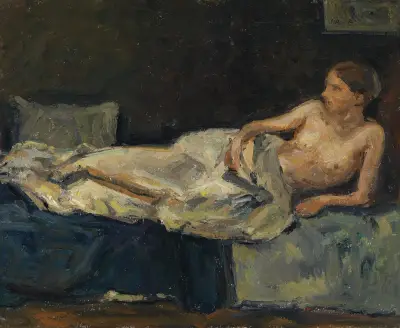 Liegender Halbakt (c1908) av Adolf Hölzel