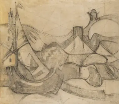 Segelboote vor Knokke av Adolf Hölzel