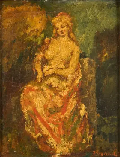 Mladá žena s vějířem, Adolphe Monticelli