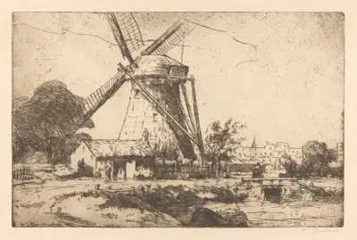 Molen bij Den Haag av Willem Adrianus Grondhout