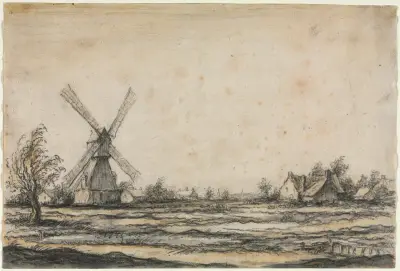 Landscape with a Windmill near a Farmstead av Aelbert Cuyp