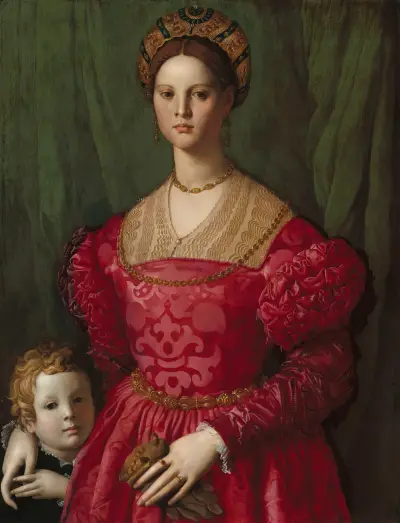 Bildnis einer jungen Frau mit ihrem kleinen Sohn von Agnolo Bronzino