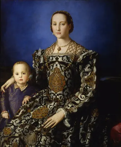 Porträt der Eleonora von Toledo mit ihrem Sohn Giovanni de' Medici von Agnolo Bronzino