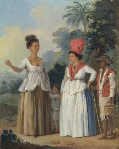 West Indian Women Of Color, With A Child And Black Servant av Agostino Brunias