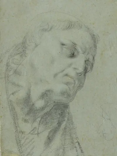 Mönchskopf; Karikatur eines Mannes im Profil von Agostino Carracci