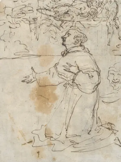Klęczący święty i inne szkice, Agostino Carracci