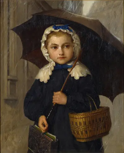 Louise Anker With An Umbrella av Albert Anker