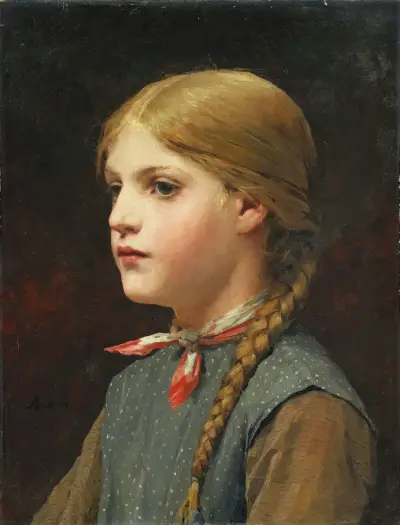 Portrait Of A Girl av Albert Anker