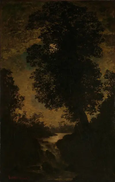 A Waterfall, Moonlight (by 1886) von Ralph Albert Blakelock