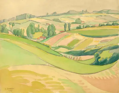 Landschap in aquarel, 1917 – Nr. 3, Albert Daenens