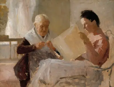 Annie Edelfelt With Fredrika Snygg, Albert Edelfelt