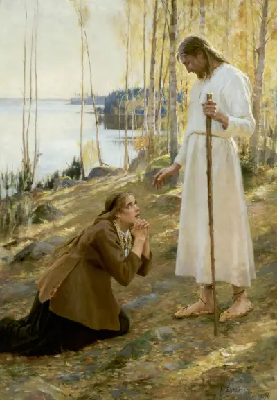 Christ And Mary Magdalene, Albert Edelfelt
