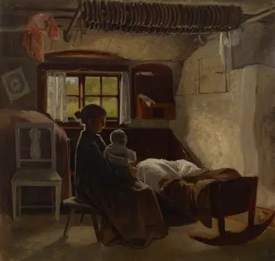 Interior view of a Uusimaa living room, Albert Edelfelt