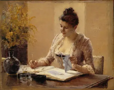 Lady Writing a Letter, Albert Edelfelt