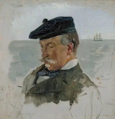 Portrait Sketch of Adolf von Becker the Painter von Albert Edelfelt