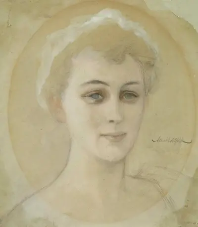 Portrait Study Of Baroness Naomi (Emi) De La Chapelle av Albert Edelfelt