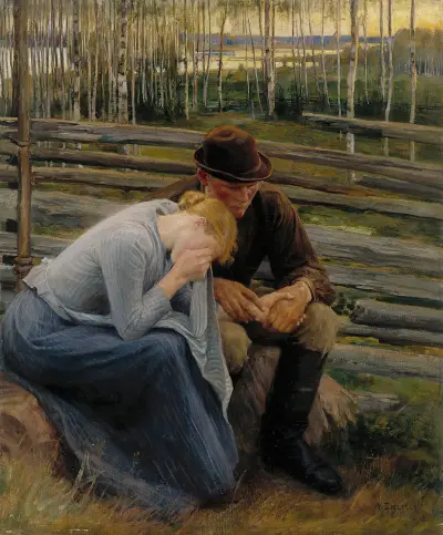 Sorrow, Variation Of The Illustration For The Poem At The Fair Of Vernamo, Albert Edelfelt