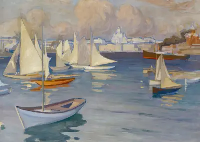 The Nyländska Jaktklubben Harbour in Helsinki, Albert Edelfelt