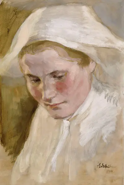 Woman’s Head, Rehearsal For The Final Sketch Of The Peter Brahe Series, Albert Edelfelt