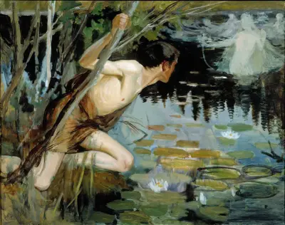 Youth And A Mermaid, Sketch, Albert Edelfelt
