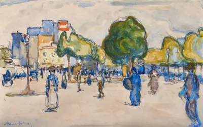 Place animée à Bagnères-de-Bigorre av Albert Gleizes