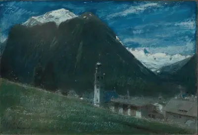 Im Mondschein, Pontresina, Engadin, Schweiz von Albert Goodwin