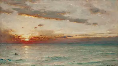 Sonnenuntergang im Mittelmeer von einem Orientdampfer von Albert Goodwin