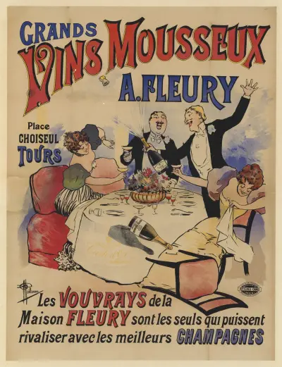 Grands vins mousseux A. Fleury. Place Choiseul, Tours av Albert Guillaume