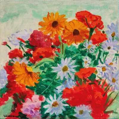 Bouquet de marguerites, soucis et géraniums av Albert Marquet