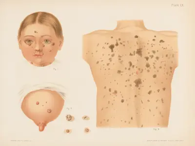 I. i II. Molluscum epitheliale, III. Verruca senilis, Prince Albert Morrow
