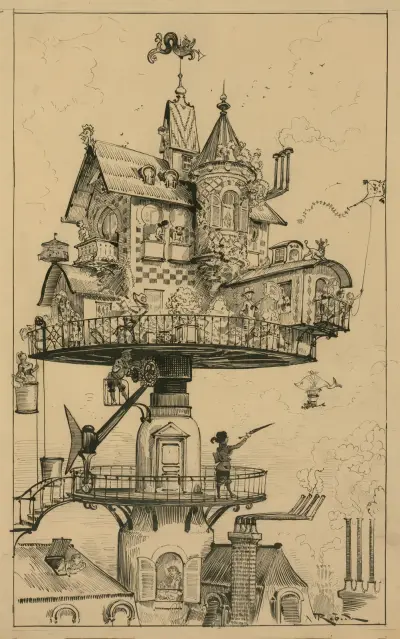 Aerial house av Albert Robida