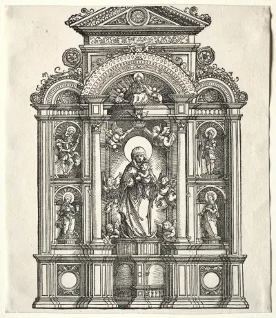 Great Altar with the Virgin, in a border with SS. Christopher, George, Barbara, Catherine, Albrecht Altdorfer