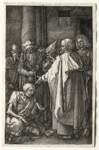 Petrus und Johannes heilen den Lahmen an der Tempelpforte von Albrecht Dürer