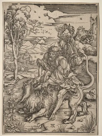 Samson Killing the Lion av Albrecht Dürer