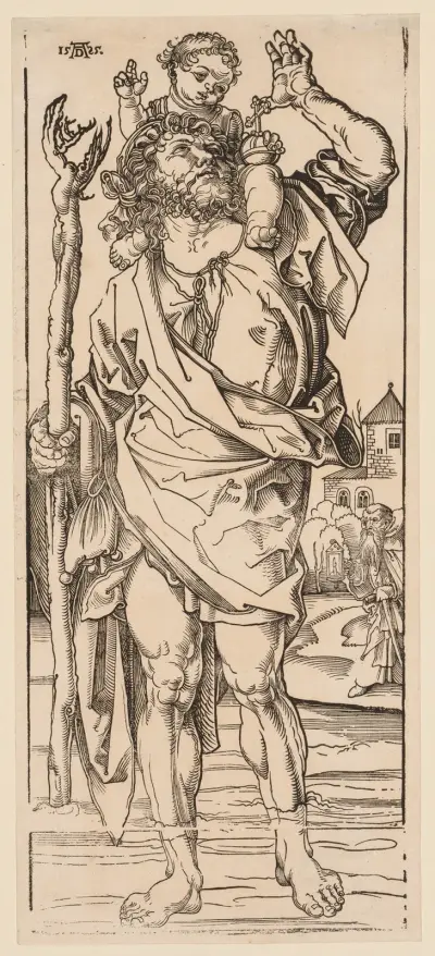 St. Christopher Crossing the Stream av Albrecht Dürer