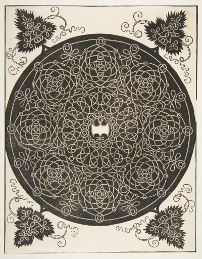 The Third Knot. Interlaced Roundel with Eight Wreaths and a Scalloped Shield in its Center av Albrecht Dürer