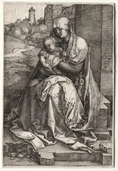 The Virgin and Child Seated by the Wall av Albrecht Dürer