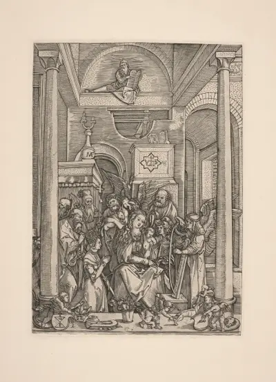 The Virgin Worshipped by Angels and Saints av Albrecht Dürer