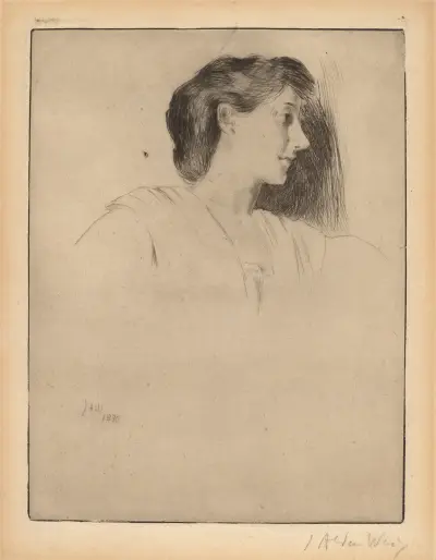 Głowa kobiety w profilu, Julian Alden Weir