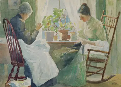 Dwie kobiety szyjące, Julian Alden Weir