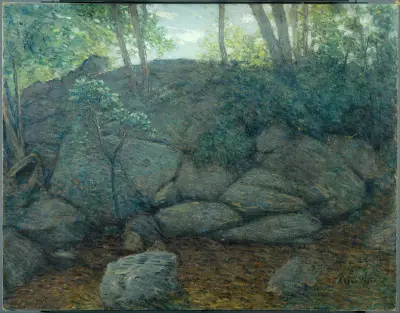 Leśny krajobraz ze skałami, Julian Alden Weir