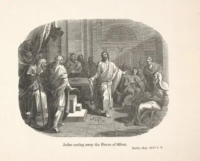 Judas casting away the pieces of silver. av Alexander Anderson