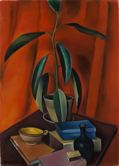 Still life with rubber tree av Alexander Kanoldt