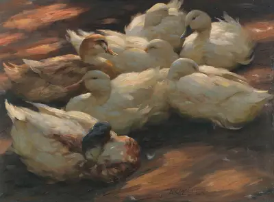 Enten am Boden lagernd, Alexander Koester