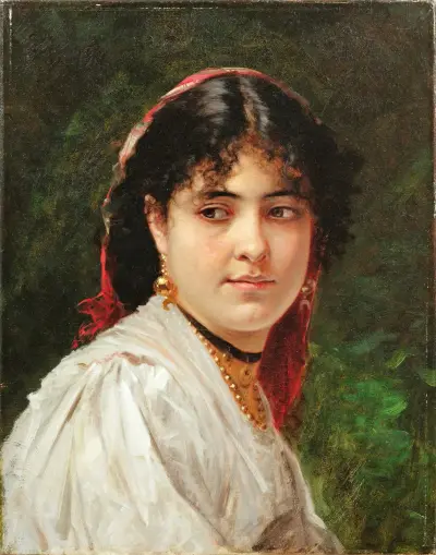 Portrait of a young italian woman av Alexandre Cabanel